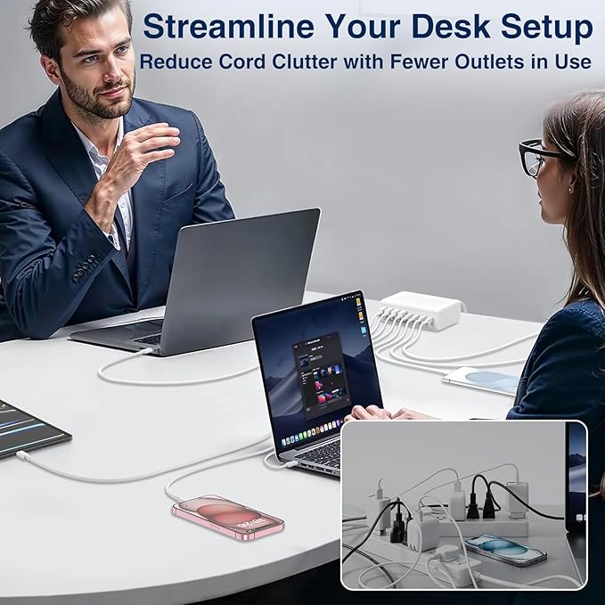 200W GaN III USB C Charging Station, 8-Port (4C+4A) Fast Charger Hub, Universal Wall Charger Block for iPhone 17/16/15/14 Pro Max, iPad, Samsung Galaxy Note, Pixel, Laptops & More