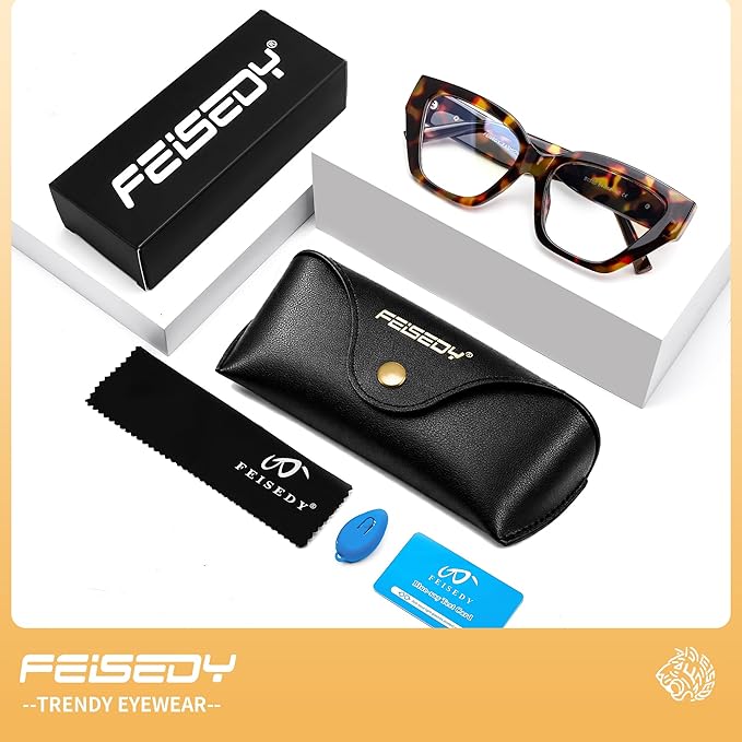 FEISEDY Women Cat Eye Blue Light Blocking Glasses Trendy Cateye Design for Daily Wear B0350