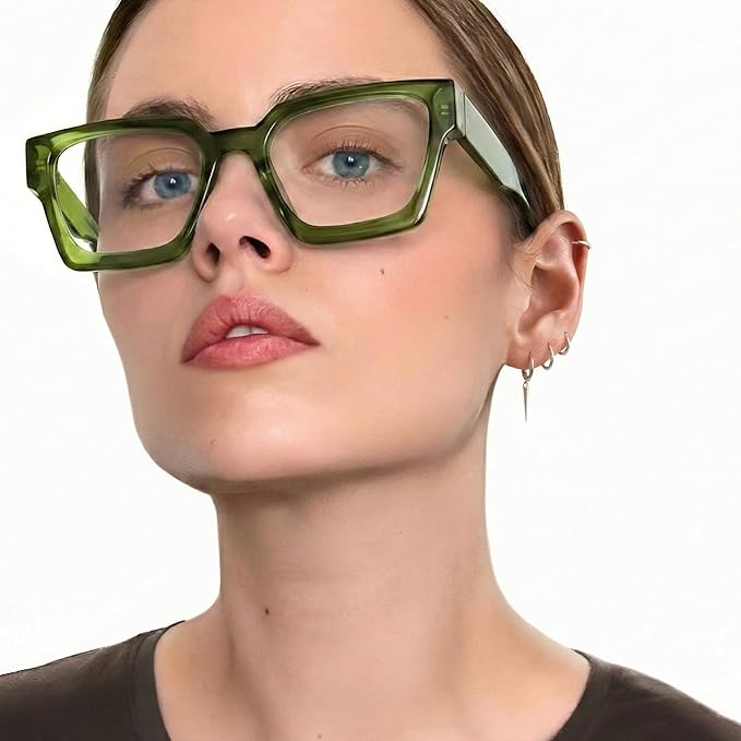 livho Oversized Eyewear Frame for Woman and Men - Rectangle Fashion Glasses for Computer, Chic Preppy Frame