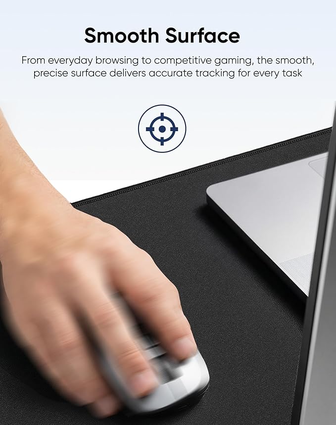 Waterproof Large Gaming Mouse Pad with Durable Stitched Edges, Non-Slip Rubber Base, Grainy Jacquard Mouse Mat Desk Pad for Home Office Gaming, 27.6"x11.8"x0.12", Matte Black