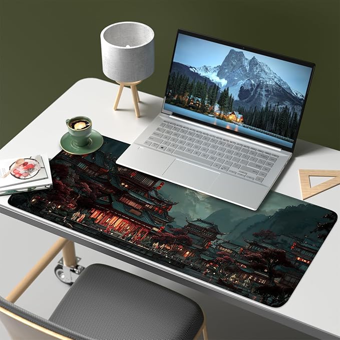 Mouse Pad, Large Anti-Slip with Stitched Edges Desk Mat Desktop Laptop Computer Desk Keyboard Mat,Table Protector Blotter Mat (Moon, 31.5" x 11.8")