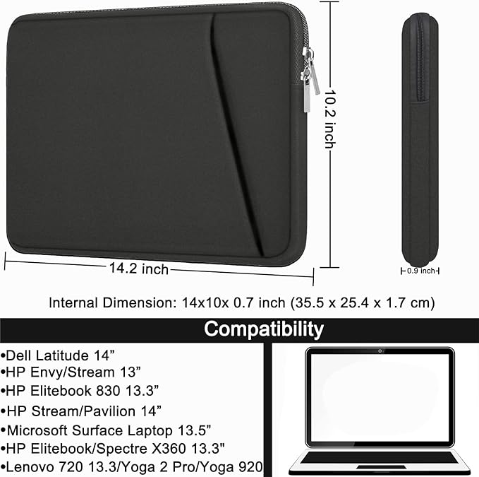 Askuko Laptop Sleeve 14 inch, Durable Carrying Bag Shockproof Protective Case Cover, Handbags Briefcase Laptop Bag Compatible with 14" MacBook Air/Pro HP Asus Lenovo Notebook Computer, Grey