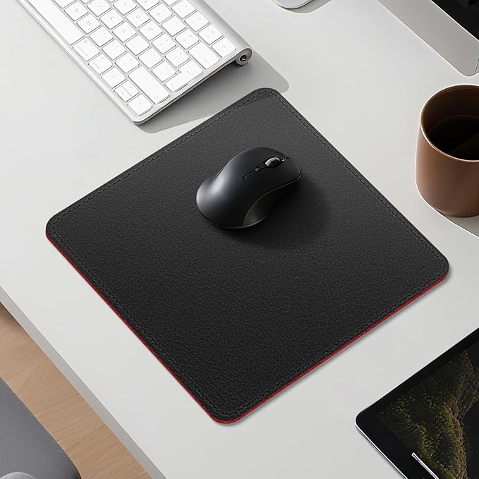 Dual Sided Leather Desk Mat - Waterproof Desk Pad - Ideal for Large Mouse Pad and Desk Mats on Top of Desks (Black, 11"*8")