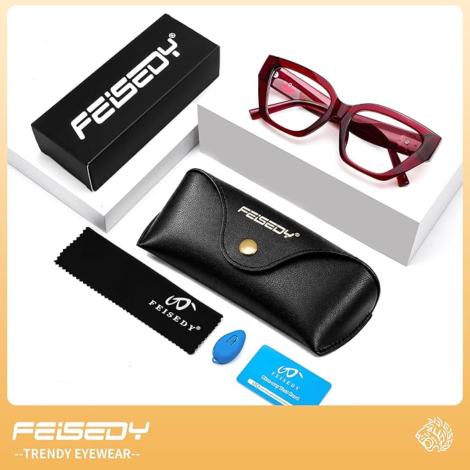 FEISEDY Women Cat Eye Blue Light Blocking Glasses Trendy Cateye Design for Daily Wear B0350