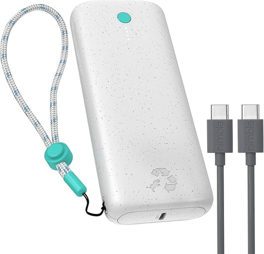 Nimble Champ Pro Portable Charger, 20,000mAh Power Bank with Cable, 65W Dual USB-C Fast Charging Battery Pack, Travel Essential Phone Power Bank for iPhone 17/16/15/14 Galaxy MacBook iPad Airpod Pixel