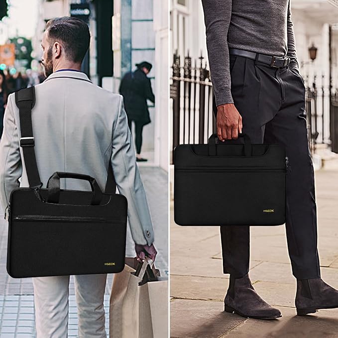 Hseok Laptop Shoulder Bag 13-14 inch Shockproof Water-Resistant HandBag with Small Case Compatible with MacBook Pro/Neo 14" M5/M4/M3/M2/M1, Mac Air/Pro 13.3", XPS 13/14, Most 13"-14" PC,Black