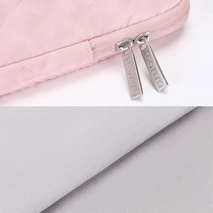MOSISO Laptop Case 13 inch, 13 inch Laptop Sleeve Compatible with MacBook Air M4 M3 M2 M1 2025-2018/Pro M2 M1 2025-2016, Square Quilted Vertical Computer Bag with Pocket&Small Case, Chalk Pink