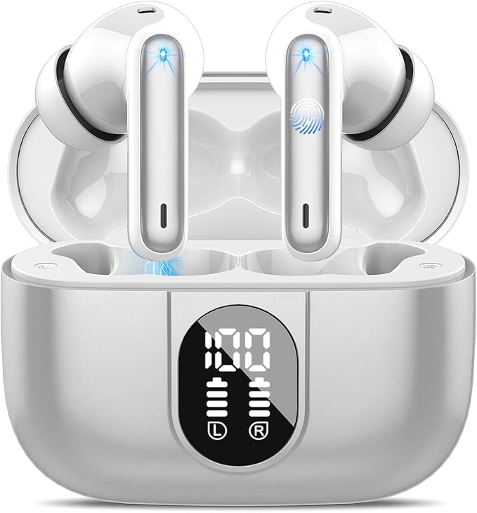 Wireless Earbuds, Bluetooth Headphones HiFi Stereo, 40H Playtime in-Ear Earbud, 2024 Bluetooth 5.3 Earbuds with LED Power Display, IP7 Waterproof Wireless Earphones Sport Headset for Android iOS