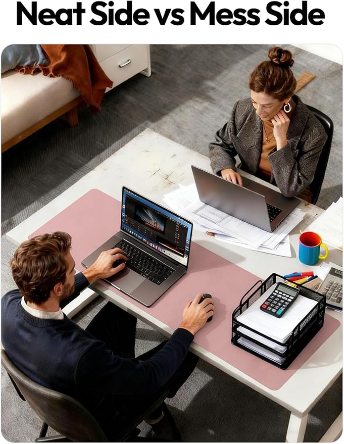 YSAGi Leather Desk Protector, Office Mat, Large Mouse Mat, Non-Slip PU Leather Blotter, Laptop Pad, Waterproof Writing Pad for Office and Home (Pale Mauve, 31.5" x 15.8")