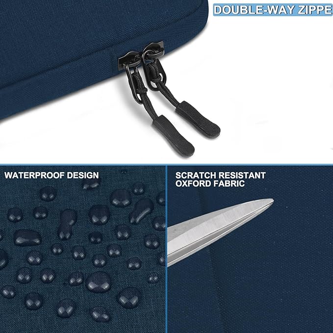 Laptop Sleeve Case 13.3 inch, Shockproof Protective Computer Cover with Accessories Pocket, Laptop Bag Compatible with MacBook Air/Pro 13-13.3 inch, Compatible for MacBook Pro 14 inch, DarkBlue