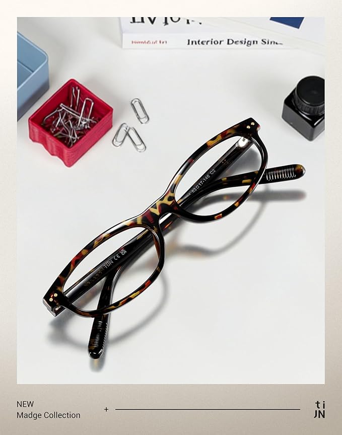 TIJN Blue Light Blocking Glasses Women Men Retro Cat Eye Square Oval Anti Glare Screen Computer Gaming Daily Eyeglasses TR90