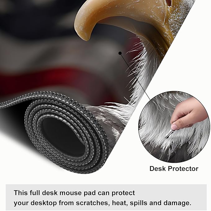 Mouse Pad, Large Anti-Slip with Stitched Edges Desk Mat Desktop Laptop Computer Desk Keyboard Mat,Table Protector Blotter Mat (Eagle, 35.4" x 15.7")