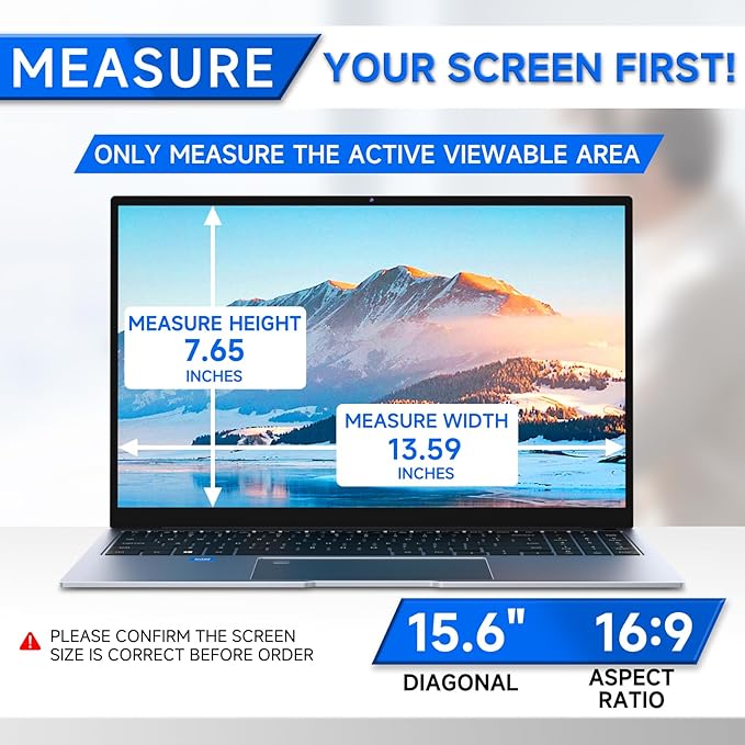 ZOEGAA 4-way 360°Laptop Privacy Screen For 15.6 Inch 16:9 Computer, Removable Privacy Screen For Laptop Monitor, Anti Glare And Blue Light, Compatible With HP Dell Lenovo Asus Samsung Acer Thinkpad