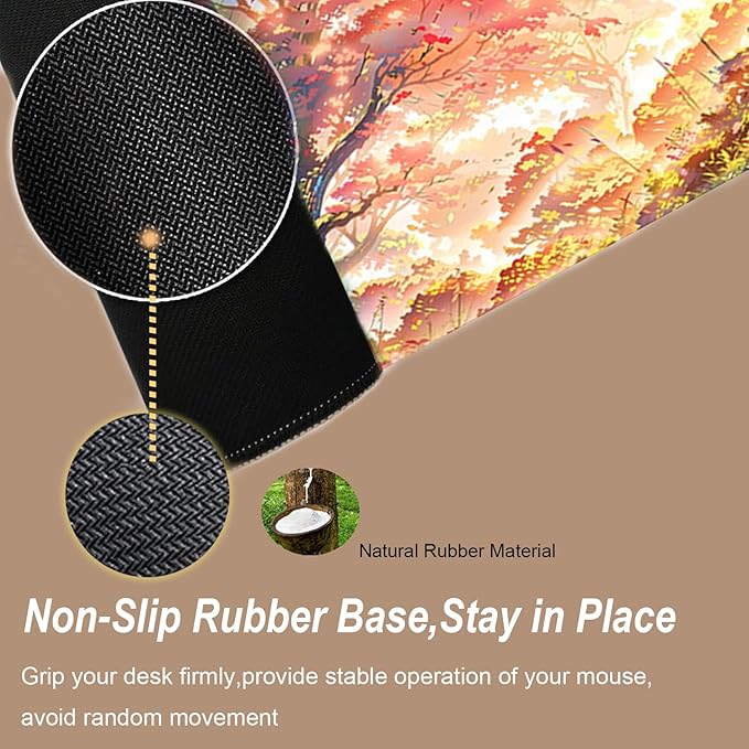 Gaming Mouse Pad 31.5x11.8 inch XL Large Extended Mouse Pad, Big Mousepad Desk Mat for Computer with Non-Slip Rubber Base and Stitched Edge-Maple Leaves