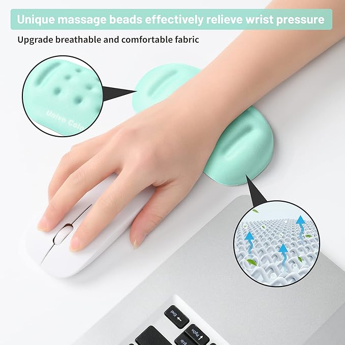 UnivoColors Turquoise Green Superfine Memory Foam Wrist Rest Soft Gel Ergonomic Mouse Pad Wrist Support for Mouse, Gaming, Computer, Laptop, Office
