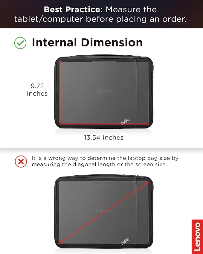 Lenovo ThinkPad 14-Inch Laptop Sleeve – Slim Protective Notebook & Tablet Case Compatible with ThinkPad, MacBook Air & MacBook Pro – Lightweight, Shock-Resistant