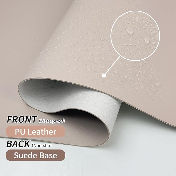 Mouse Pad and Keyboard Wrist Rest, Large Keyboard and Mouse Pad Set, Ergonomic Mousepad with Wrist Rest, Non-Slip Desk Mat Protector for Office, Home (35.4×15.7 Inches, Cream Pink)