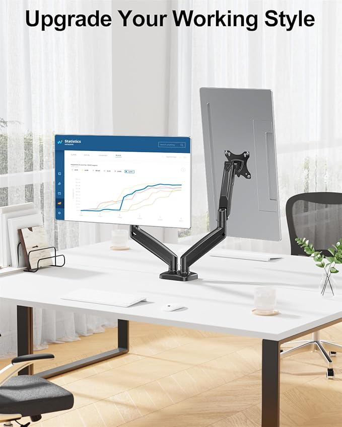 MOUNT PRO Dual Monitor Mount Fits 13 to 32 Inch Screen, Height Adjustable Monitor Stand for 2 Monitors, Full Motion Display Arm Holds up to 17. 6lbs Each, Computer Desk VESA Mount, Black