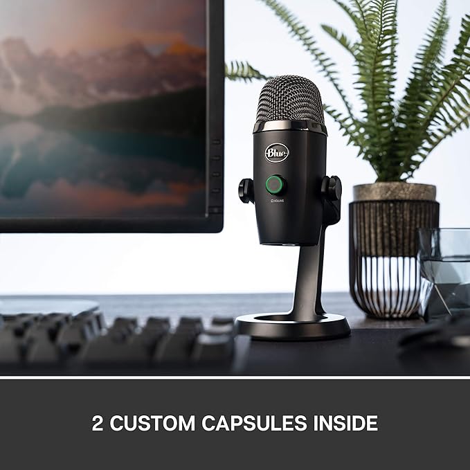 Logitech for Creators Blue Yeti Nano USB Microphone for Gaming, Streaming, Podcasting, Twitch, YouTube, Discord, Recording for PC and Mac, Plug & Play -Blackout