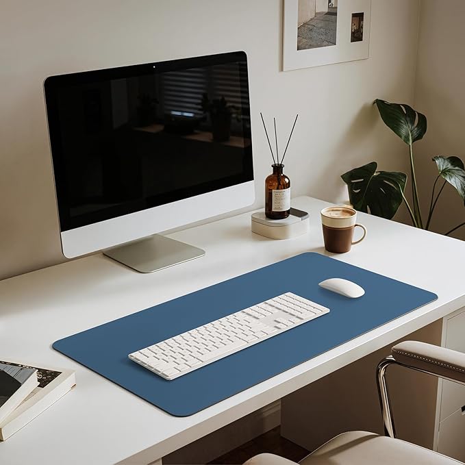 Jotsome Leather Desk Pad Mat, Non-Slip Desk Blotter Pad - Desk Protector for Office, Home, Laptop, and Desktop (Midnight Blue, 34" x 17")