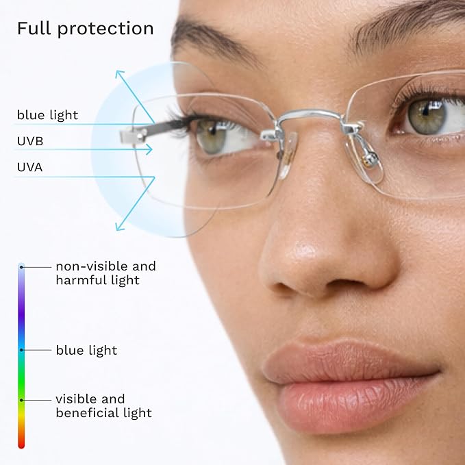 livho Blue Light Blocking Glasses for Women, Lightweight Metal Frame Computer Glasses, Anti Eye Strain, UV Protection