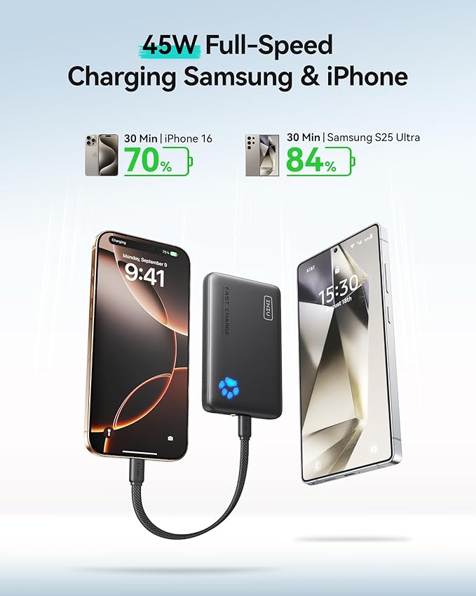 INIU 25000mAh 100W USB C Laptop Portable Charger & Ultra Slim 45W 10000mAh Power Bank Combo