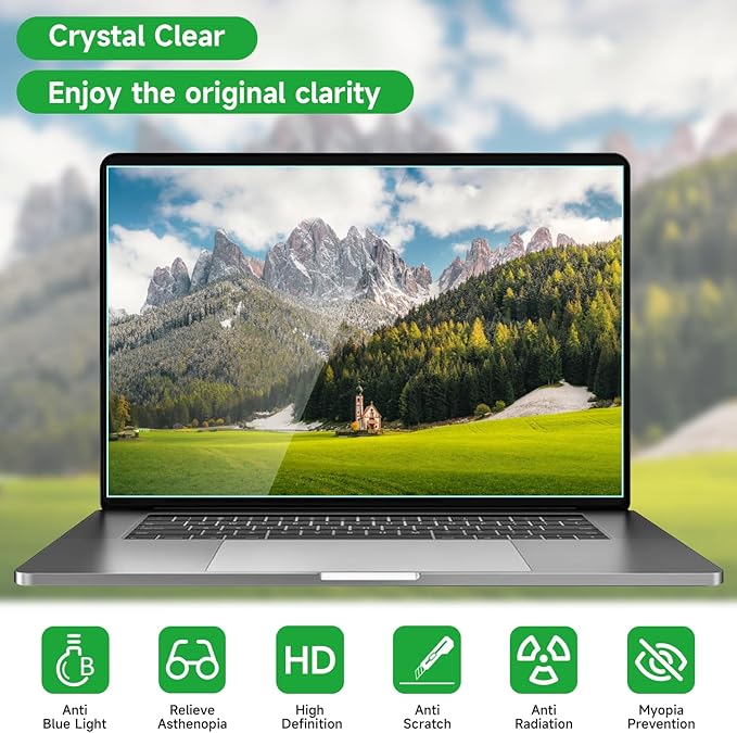 2 Pcs 17.3 Inch Anti Blue Light Screen Protector, Reduce Eye Strain Matte Anti Glare Computer Screen Cover, Blue Light Blocking Screen Protector for HP/Lenovo/Dell/ASUS/Acer/Samsung 17.3’’ with 16:9