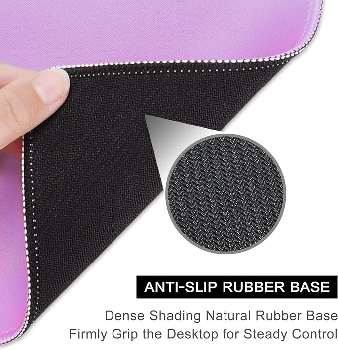 Hsurbtra Mouse Pad, Premium-Textured Square Mousepad 10.2 x 8.3 Inch, Stitched Edge Anti-Slip Waterproof Rubber Pretty Cute Computer Mat for Office Gaming Laptop Women Kids Vanilla Purple