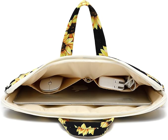 canvaslife sunflower pattern 15 inch Waterproof Laptop Shoulder Messenger Bag Case with Rebound Bubble Protection for 14 inch-15.6 inch Laptop 15 Case Bag