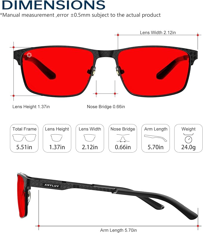ANYLUV Blue Light Glasses for Men/Women, Lightweight Blue Light Blocking Glasses, Anti-Eye Strain Computer Glasses for Gaming