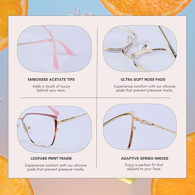 Blue Blockers Glasses for Women, Bluelight Glasses with Cat Eye Frame for Style, Comfort, Eye Strain Relief Pink