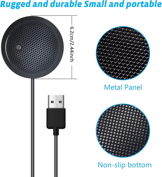 USB Microphone,Desktop Computer Mic, USB Conference Microphone with Mute Key, Plug & Play 360°Omnidirectional Condenser PC Laptop Mics,for Online Calls/Class/Recording Video (Not a Speaker)