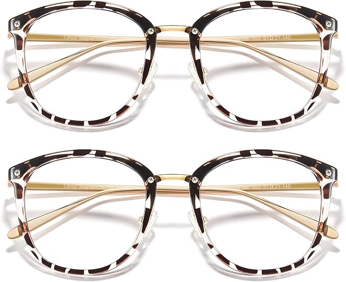 Cyxus 2 Pack Blue Light Glasses for Women, Blue Light Blocking Computer Eyeglasses for Woman Anti Eye Fatigue Eyewear Reduce Headaches