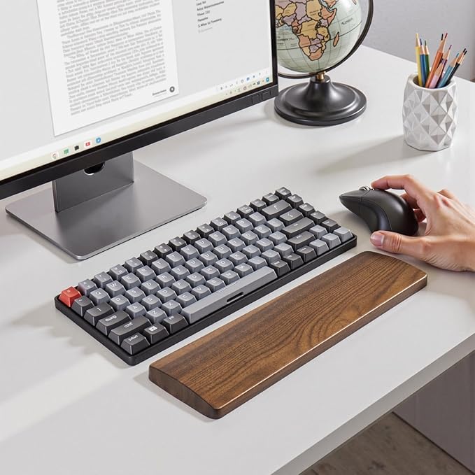 Walnut Wooden Wrist Rest for Mechanical Keyboard, Ergonomic Design for Wrist Pain Relief, Smooth No Odor and Easy to Clean, Support Wrist to Coding Typing and Playing (for 87 Key)