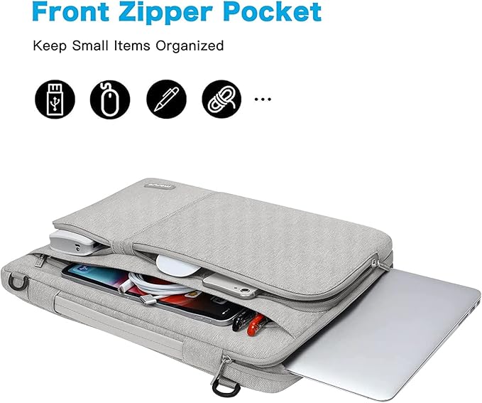 MOSISO 360 Protective Laptop Shoulder Bag Compatible with MacBook Pro 16 inch 2023-2019 M2 A2780 M1 A2485 Pro/Max A2141,15-15.6 inch Notebook,Side Open Sleeve with 3 Front Pockets&PU Handle&Belt, Gray