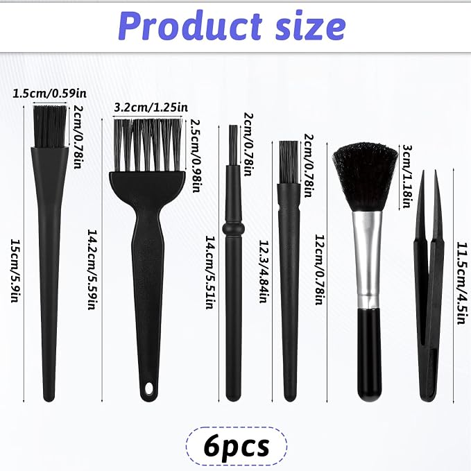 Small Keyboard Brush, 6 PCS Mini Keyboards Cleaner Brushes Kit, Nylon Anti Static Dusting Brush Electronics Cleaning Small Spaces Keyboard Cleaning Brushes for Cleanings Computer Motherboard Camera - Image 3