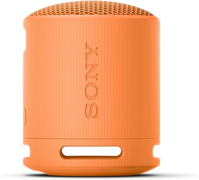 Sony SRS-XB100 Wireless Bluetooth Portable Lightweight Super-Compact Travel Speaker, Durable IP67 Waterproof & Dustproof Shower Speaker, 16 Hour Battery, Versatile Strap, & Hands-free Calling, Orange