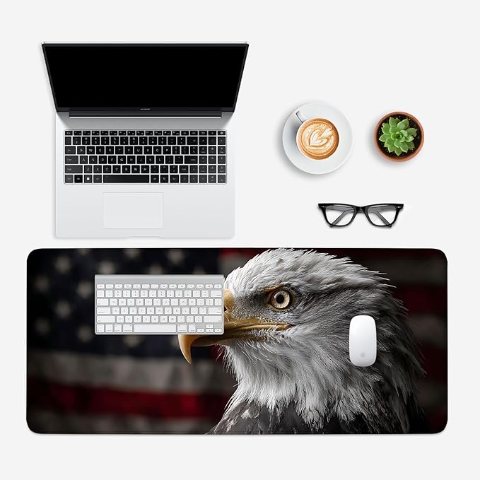 Mouse Pad, Large Anti-Slip with Stitched Edges Desk Mat Desktop Laptop Computer Desk Keyboard Mat,Table Protector Blotter Mat (Eagle, 35.4" x 15.7")