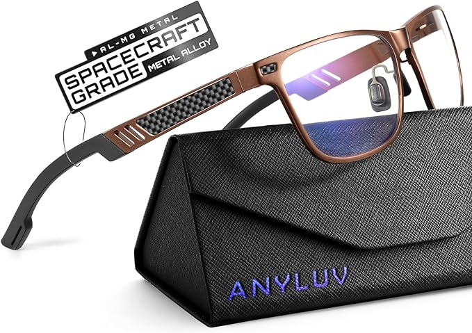 ANYLUV Blue Light Blocking Glasses Men Computer Gaming Glasses Lightweight Al-Mg Metal Anti Eyestrain Eye Protection