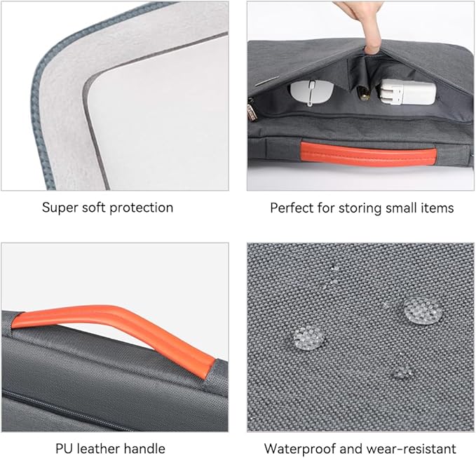 LANDICI 360°Laptop Sleeve Case 15.6 16 Inch Compatible with MacBook Pro 16 M1/M2/M3/M4 2019-2025, 15.6-16” Hp Dell Lenovo Acer Asus, Waterproof Computer Bag Cover with Handle, Grey