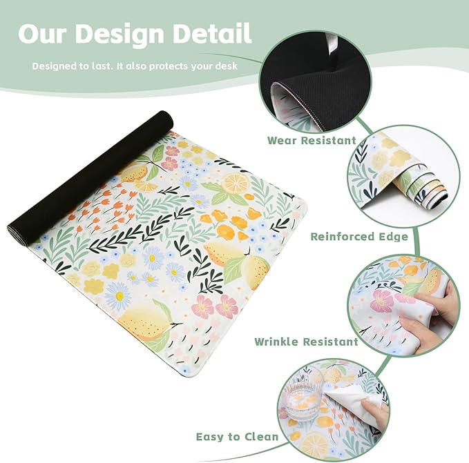 Baziabbo Cute Desk Mat,XXL Extended Big Mouse Pad,Gaming Mousepad with Stitched Edge,Non-Slip Rubber Base Keyboard Desk Pad for Home Office Study Game