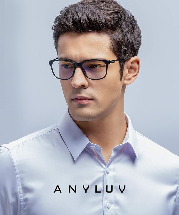 ANYLUV Blue Light Glasses for Men, Lightweight Computer Gaming Glasses, Stylish Anti Eyestrain Blue Light Blocking Men