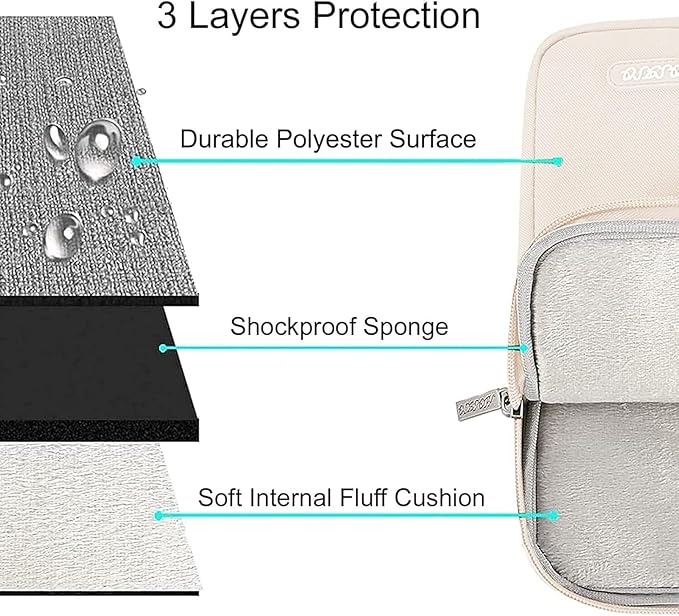 MOSISO Laptop Case 15 inch, 15 inch Laptop Sleeve Compatible with MacBook Air M5 A3448 M4 A3241 M3 A3114 M2 A2941 2026-2023, Dell XPS, Polyester Vertical Computer Sleeve Bag with Pocket, Sand