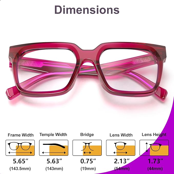 VISOONE Rectangle TR90 Blue Light Blocking Glasses Computer Eyewear with Preppy Look for Women and Men Cougar