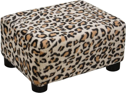 CAROLMADE Small Foot Stool Ottoman Footstool with Legs Under Desk Footrest for Living Room Bedroom and Office, Faux Fur Beige