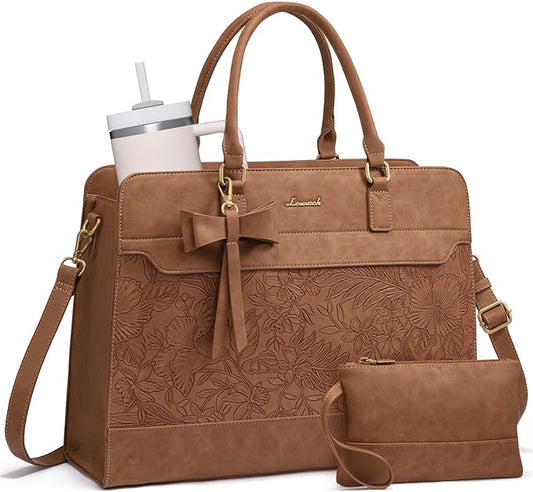 LOVEVOOK Laptop Tote Bag for Women,Leather Work Bag, Waterproof Business Teacher Bag,Large Computer Handbag Purse Briefcase,Office Gifts for Women