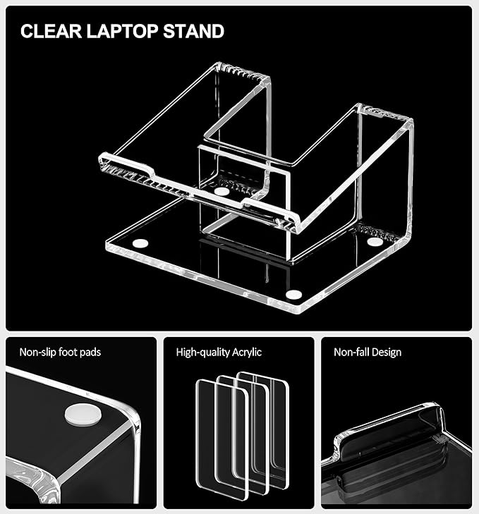 FUCDTEFC Acrylic Laptop Stand for Desk, Laptop Riser for 10-17.3 Inch Laptops, Ergonomic Computer Stand Holder Compatible with Macbooks and Notebooks
