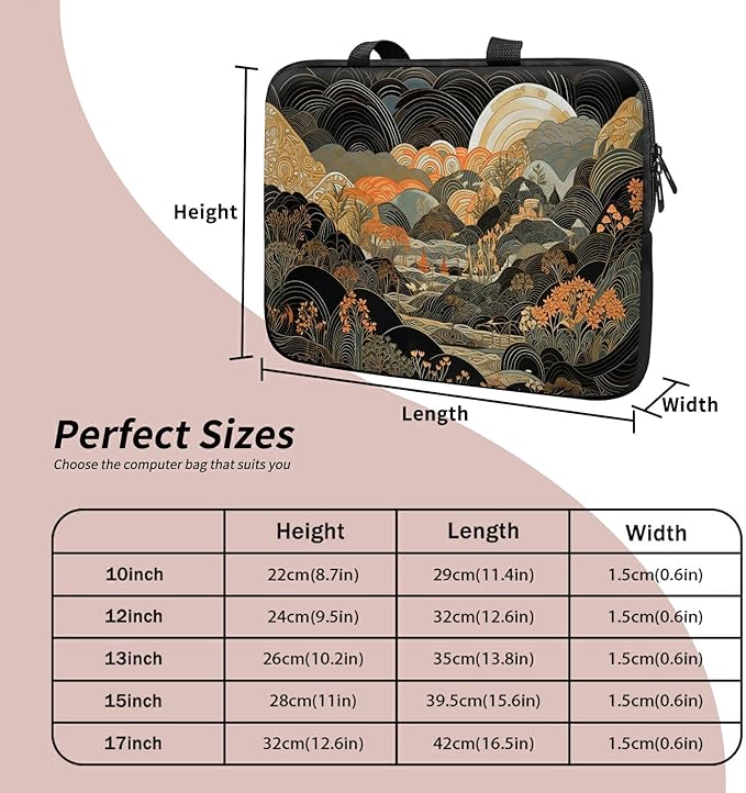Laptop Sleeve Case Bag 15 inch, Japanese Abstract Art Slim Carrying Case Durable Handbag Travel Laptop Bag for 15 inch MacBook Air M3/M2/15 Pro/Surface Laptop 7/6/5/4/3/ Dell XPS 15 Plus