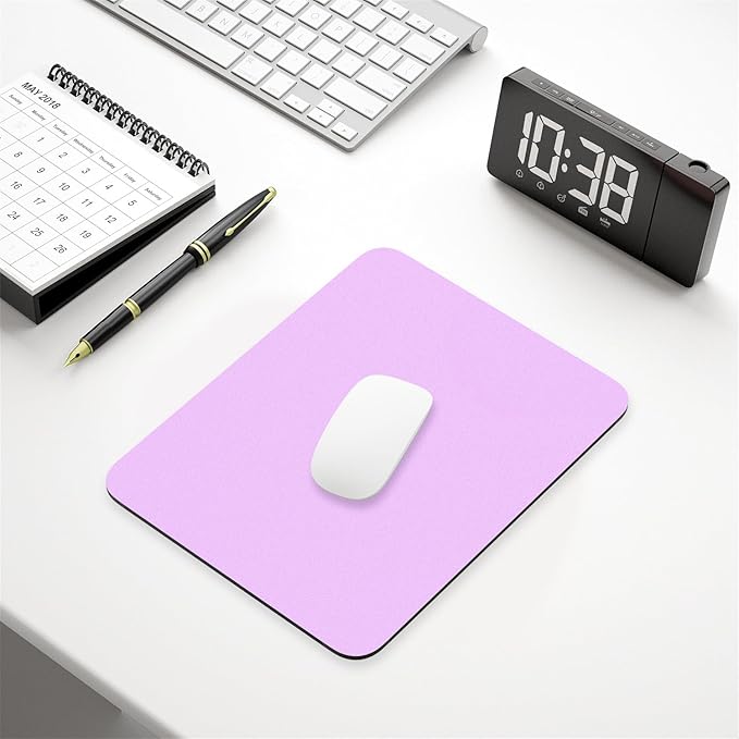 Hsurbtra Mouse Pad, Premium-Textured Square Mousepad 7 x 9 Inch, Thick 3 mm Anti-Slip Waterproof Rubber Pretty Cute Computer Mat for Office Gaming Laptop Women Kids Vanilla Purple
