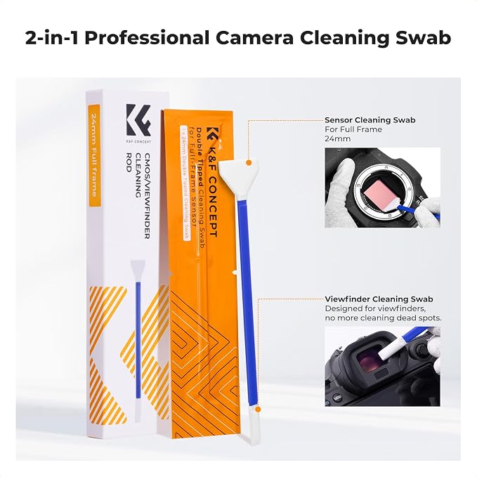 K&F Concept 2-1 24mm Full Frame Sensor Cleaning Swab & Viewfinder Cleaning Swab, DSLR SLR Digital Camera CMOS and CCD Sensor Cleaning Swab Kits for Nikon Sony Canon Camera Clean - Image 2